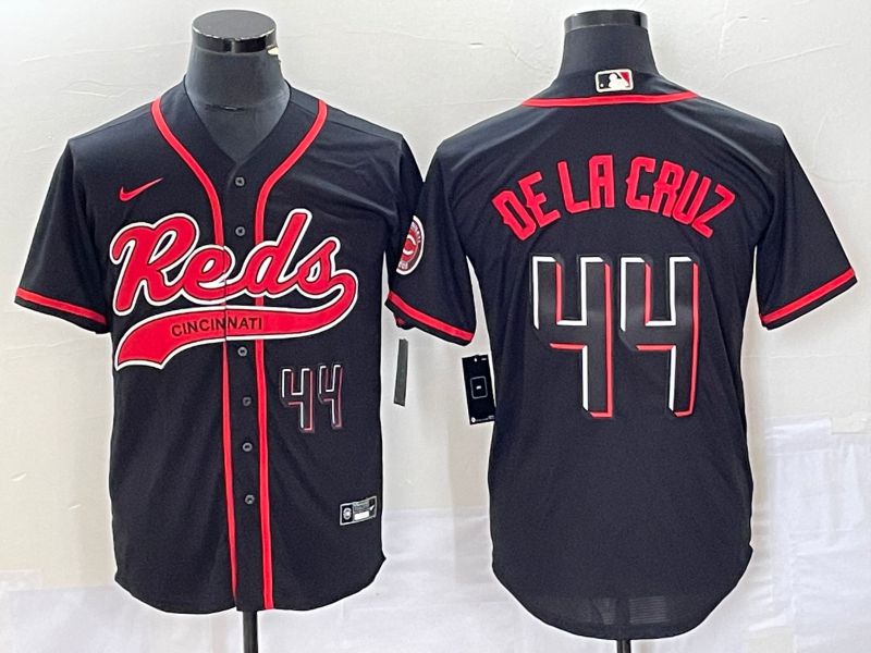 Men Cincinnati Reds 44 De La Cruz Black Nike 2023 Game MLB Jersey1